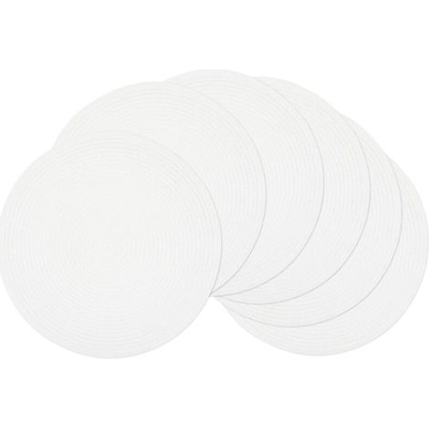 Set mit 6 runden, geflochtenen Platzsets für Esstische, waschbar, 15 Zoll (Weiß, 6)