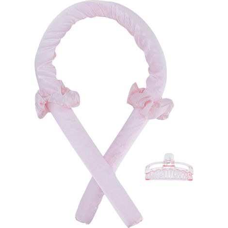 Rouleau en mousse pour boucles sans chaleur, bandeau avec pince à cheveux, tige de curling froide, rose (1/5)