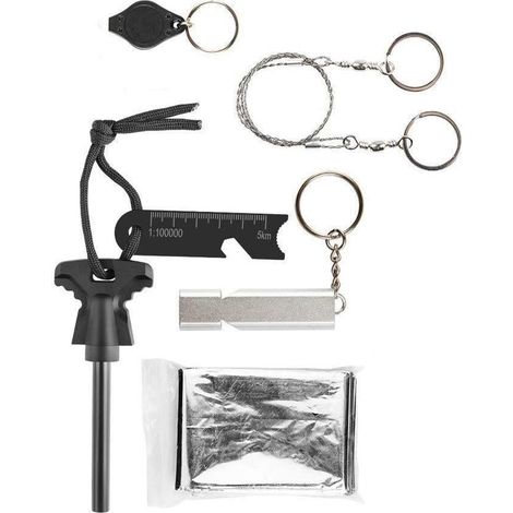 Notfall-Überlebensausrüstung, Überlebensausrüstung, Notfallfahrzeugzubehör, Zubehör für Outdoor-Abenteuer, Wandern, Jagen und Camping (1/4)