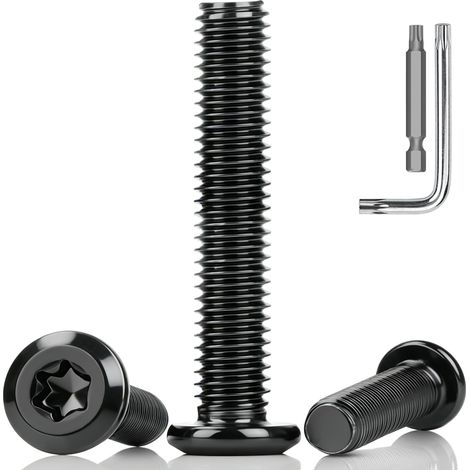 30 Pièces Vis Inox M5 x 30 mm Vis Noire Tete Plate Boulon Noir Avec clé Torx Filetage Complet (1/5)