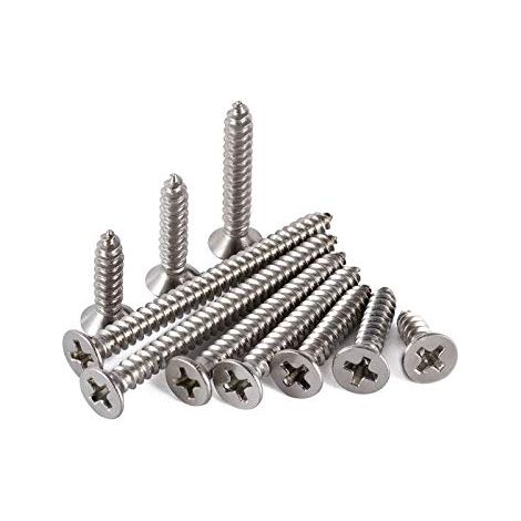 200 Stück Qrity M4 Edelstahl-Selbstschneidschrauben mit Phillips-Flachkopf für Heimwerkerprojekte (100 Stück M4 x 10 mm, 100 Stück M4 x 12 mm) (1/5)