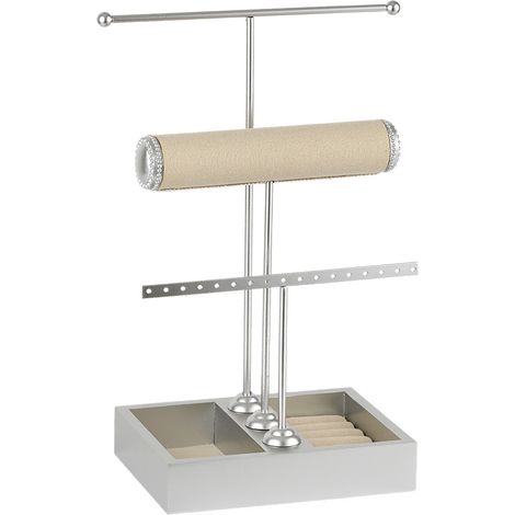 Organiseur à Bijoux avec Support, Porte-Boucles d’Oreilles, Colliers, Bracelets, Montres et Bagues (1/5)