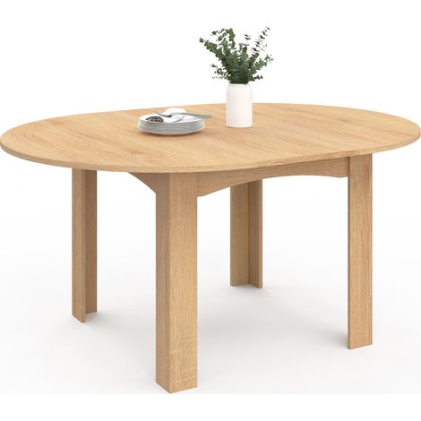 Ausziehbarer runder Esstisch DONA 4-8 Personen Buchenholzoptik 110-150 cm