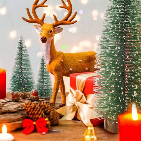 Petit sapin de Noël artificiel enneigé, 5 pièces, avec guirlande lumineuse de 1 m (1/5)