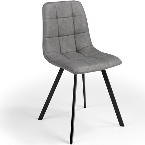MOMMA HOME Set 4 sillas WAYNE polipiel gris 46x54x89 cm (1/5)