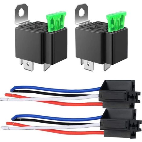 2er-Pack 30A Sicherungsrelais-Set für PKW/LKW – 30A ATO/ATC-Schalterkabelbaum – 12V DC SPST Kfz-Kabel, 14 AWG, 4-polig mit Kabel (1/5)