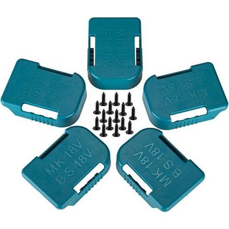 Sollbry Lot de 5 supports de batterie : support de batterie pour 18 V, support de batterie, support mural avec 15 vis,bleu (1/5)