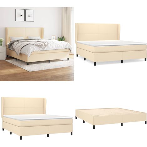 Boxspringbett mit Matratze Creme 160x200 cm Stoff - Boxspringbett - Doppelbett - Cremefarbenes Bett - Bettenrahmen - Lattenrost - Home & Living (1/5)