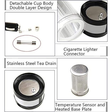 Bouilloire électrique de voiture 420 ml 12/24 V, tasse de voyage chauffante, thermos (1/3)