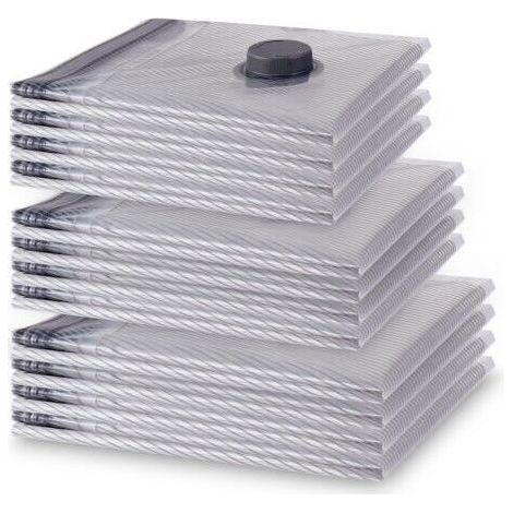 Lot de 12 Sacs Sous Vide Vetement Aspirateur, 4x 40x50cm, 4x40x60cm, 4 x 50x60cm, Sac de Rangement Sous Vide Réutilisable, Housse Sous Vide Peu Encombrant pour Pulls, Chemises, Voyages (1/5)