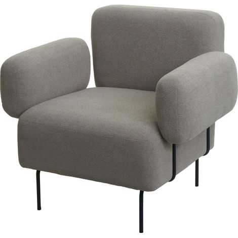Lounge-Sessel HHG-741, Cocktailsessel Polstersessel Sessel, Stoff/Textil Metall grau