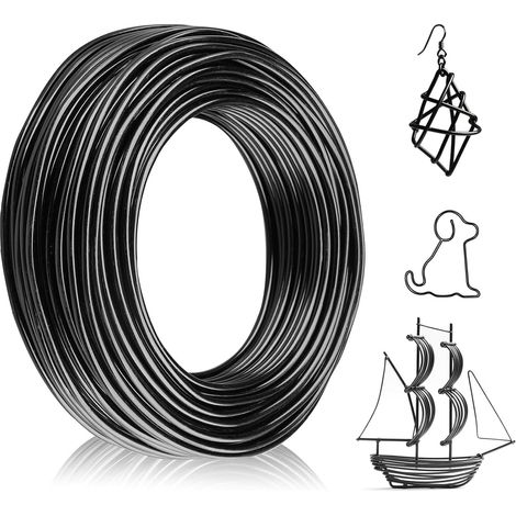 Fil Aluminium 3mm 30m,Fil de Fer,Fil de Fer Souple Loisir Creatif,Fil de Bricolage,idéal pour Sculpture,Modélisme,Fabrication de Bijoux. (3mm 30M-Noir) (1/5)