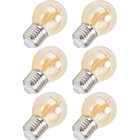 Set mit 6 Vintage G45 E27 4W LED-Lampen, goldfarbenes Glas, dekoratives Glühwendel, warmweißes Licht (360 lm), dimmbar (1/5)