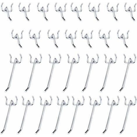 30 Pcs Pegboard Hooks Metal Pegboard Hooks Accessories - 10cm and 5cm Single Hook Set for Garages, Tool Sheds, Workshops (1/4)