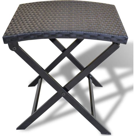 Tabouret,Repose-pied pliable Résine tressée Noir CFW70147 (1/5)