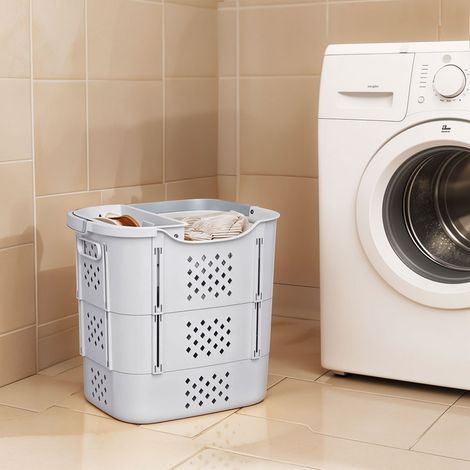 Gray Large Household Bathroom Foldable Portable Laundry Basket (1/5)
