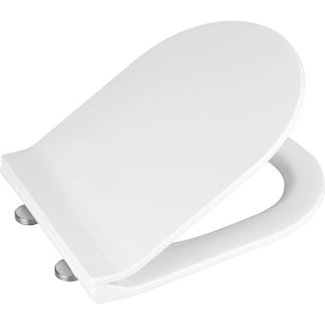 Abattant WC blanc en thermoplastique – Système Easy-Close silencieux – Fixation Fix-Clip en acier inoxydable – Dimensions 36x46 cm (1/5)