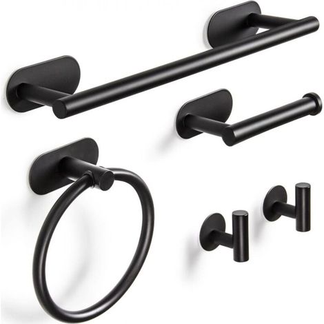 Ensemble de 5 pièces pour porte-serviettes de salle de bain, porte-serviettes, porte-papier toilette, anneau porte-serviettes, crochet porte-serviettes, barre porte-serviettes en acier inoxydable, san (1/5)