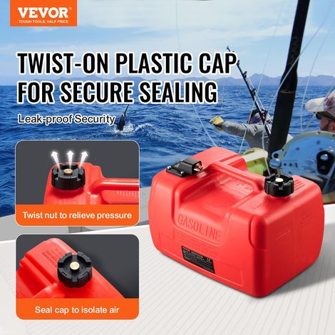 Réservoir de carburant marin, 12 L, bidon d'essence portable pour bateaux à moteur hors-bord, en plastique avec tuyau, facile à tra… (1/5)