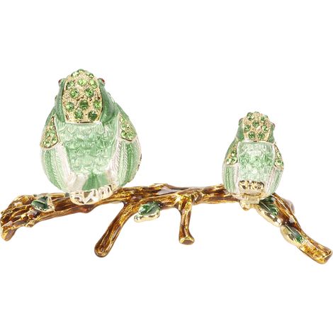 Coffrets à bijoux verts, émail peint à la main, détails vifs et exquis, boîtes de rangement pour cadeaux de Noël et décoration intérieure, lot de 2. (1/5)