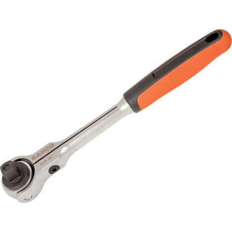Bahco 1/2-Inch Ratchet Wrench with Swivel Head, 72 Teeth, 5° Reversible Swing Arc, 266 mm Length