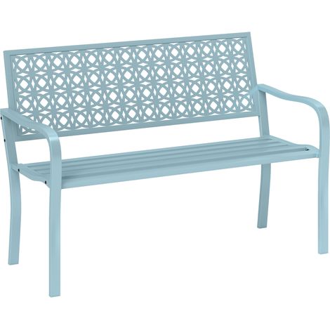Panchina da giardino a 2 posti in acciaio blu 127 x 63 x 85 cm (1/5)