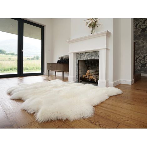 Coperta gigante in pelle di pecora Triple XXL bianca, vera pelle di pecora, 64" x 46", tappeto decorativo, naturale, comodo, accogliente, con pelo molto spesso e lucido (1/5)