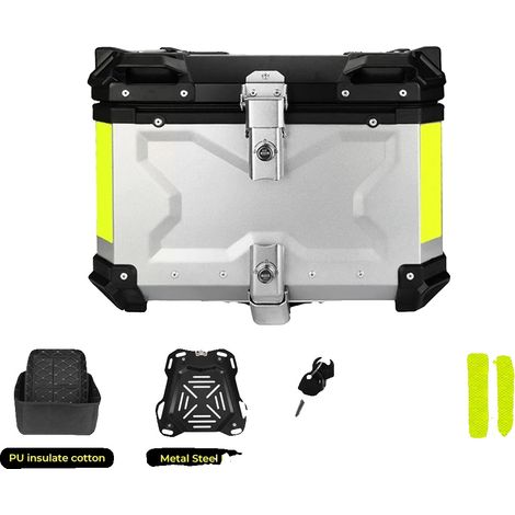 Coffre de moto, étanche, amovible, 55L X Argent (1/2)