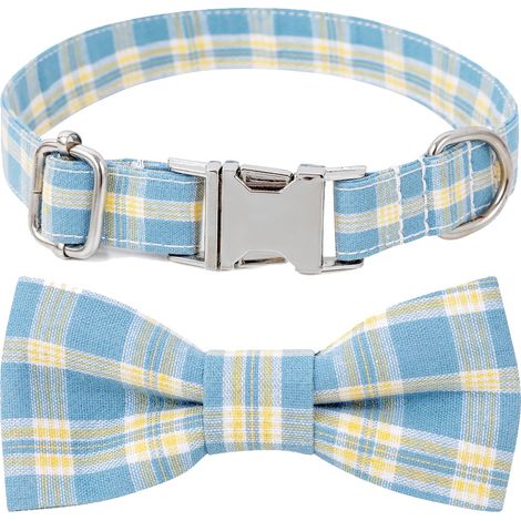 1 collier pour chien et chat, nœud papillon ajustable, coton, taille M, pour petits à grands chiens (1/5)