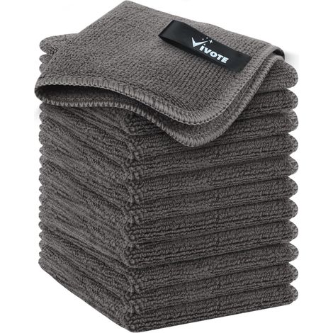 Lot de 12 Chiffons de Nettoyage en Microfibre pour Cuisine, absorbants, épais, 20 cm x 20 cm, 300 g/m² (1/5)