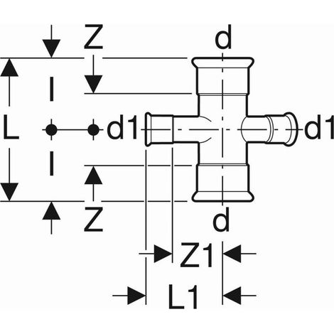 Geberit Mapress Acier C Croix 30° réduite, DN 20 / 12, 21406 (1/2)
