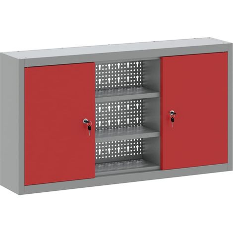 Armoire à outils avec étagère Rouge et Gris 50 x 20 x 55 cm