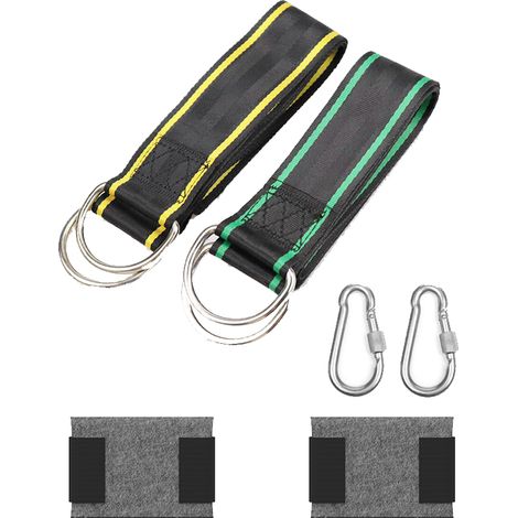 Sangles de balançoire extérieure une sangle rayée verte et de avec deux boucles à écrou de et protège-arbres 1,5 m 8 mm Jaune (1/5)