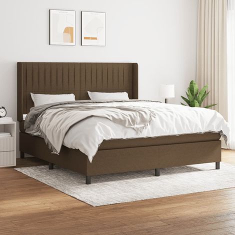 vidaXL Sommier à lattes de lit avec matelas Marron foncé 160x200 cm (1/5)
