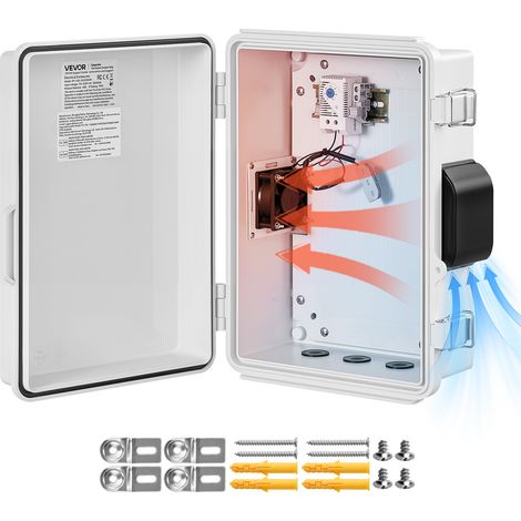 VEVOR Scatola di Derivazione da Esterno, Scatola Elettrica da Esterno in ABS Impermeabile con Termostato Ventola Piastra di Montaggio Passacavi IP65, Casa Ufficio Officina Centro Commerciale Fabbrica (1/5)