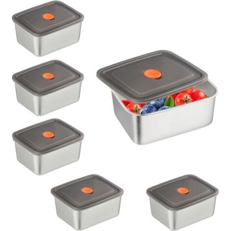 6 pièces de boîtes de conservation alimentaire réutilisables en acier inoxydable avec couvercles étanches – adaptées au four, au réfrigérateur et au lave-vaisselle