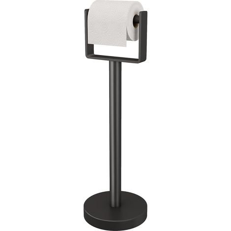 Floor-Standing Toilet Paper Holder in Stainless Steel – Base with Non-Slip Suction Cup, Anti-Tip, Matte Black Finish for Bathroom (1/5)