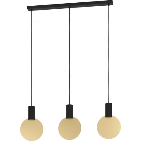 EGLO LED Hängelampe Sarona, Pendelleuchte Esstisch 3-flammig, Esszimmerlampe aus Metall in Schwarz und Gold, Hängeleuchte inkl. GU10-Leuchtmittel, warmweiß