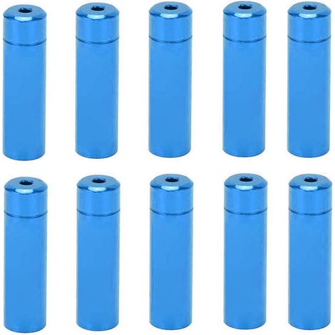 10 Schaltzugendkappen aus Aluminiumlegierung (4 mm) für Rennräder und Mountainbikes, Blau (1/5)