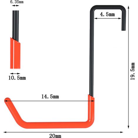 Supporti robusti per staffe DWW, ganci a S grandi e resistenti per biciclette, scale e organizzazione del garage, rivestimento in vinile arancione, confezione da 4