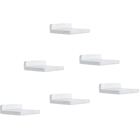 Lot de 6 Petites étagères flottantes décoratives pour Mur, Mini étagère Murale carrée en Bois pour Petits Objets, 12,7 x 10 x 4 cm(Blanc patiné) (1/5)