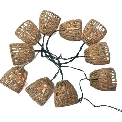 Guirlande lumineuse solaire, guirlande lumineuse solaire, 10 boules solaires en rotin à LED, guirlande lumineuse d'extérieur. (1/5)