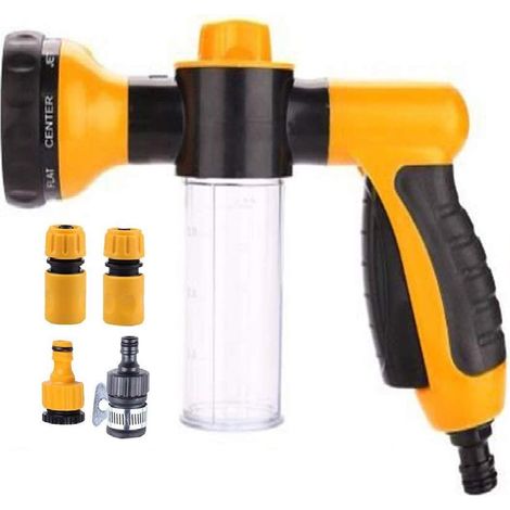 Tuyau d'arrosage Buse-multifonctionnel en mousse Eau Pistolet pulvérisateur-8 réglable Patterns, distributeur de savon Intégré, économie d'eau-Idéal pour un Lavage de voiture,jardin/pelouse (1/5)