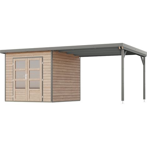 GH Pluto 3 A natur 244x244x230 m.Anbau 300cm graualuminium