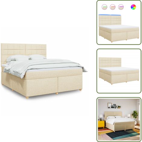 The Living Store Boxspringbett mit Matratze Creme 180x200 cm Stoff - Matratze (1/5)