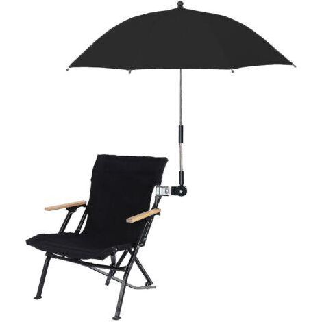 Parasol de chaise avec pince universelle et clip, parasol de plage réglable à 360° - noir (1/5)