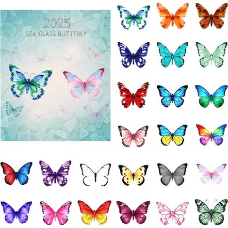 Weihnachtskalender Countdown  2D Acryl Ästhetische Dekorationen - 24 Tage Schmetterling Dekorationen 2025 - für Anfänger Junge Mädchen Geburtstag (1/5)