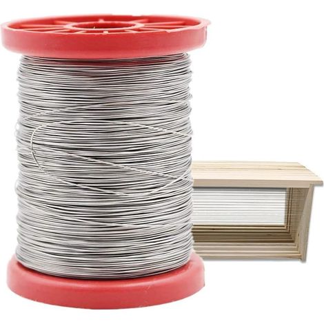 0,5 mm x 220 m de Alambre de Acero Inoxidable para Base de Apicultor 500 g Rollo de Alambre multifunción Rollo de Alambre de Aproximadamente 30-40 Marcos de Colmena de Abeja para un Rollo (1/4)