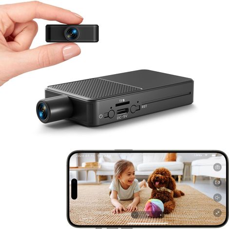 Mini Camera Espion sans Fil, WiFi Surveillance Enregistrement Continu, Batterie 3000Mah, Détection Mouvement (1/5)