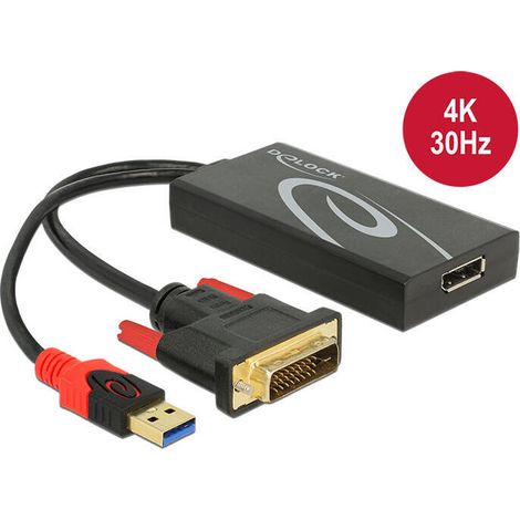 DELOCK Adapter DVI Stecker Displayport 1.2 Buchse schwarz (1/3)
